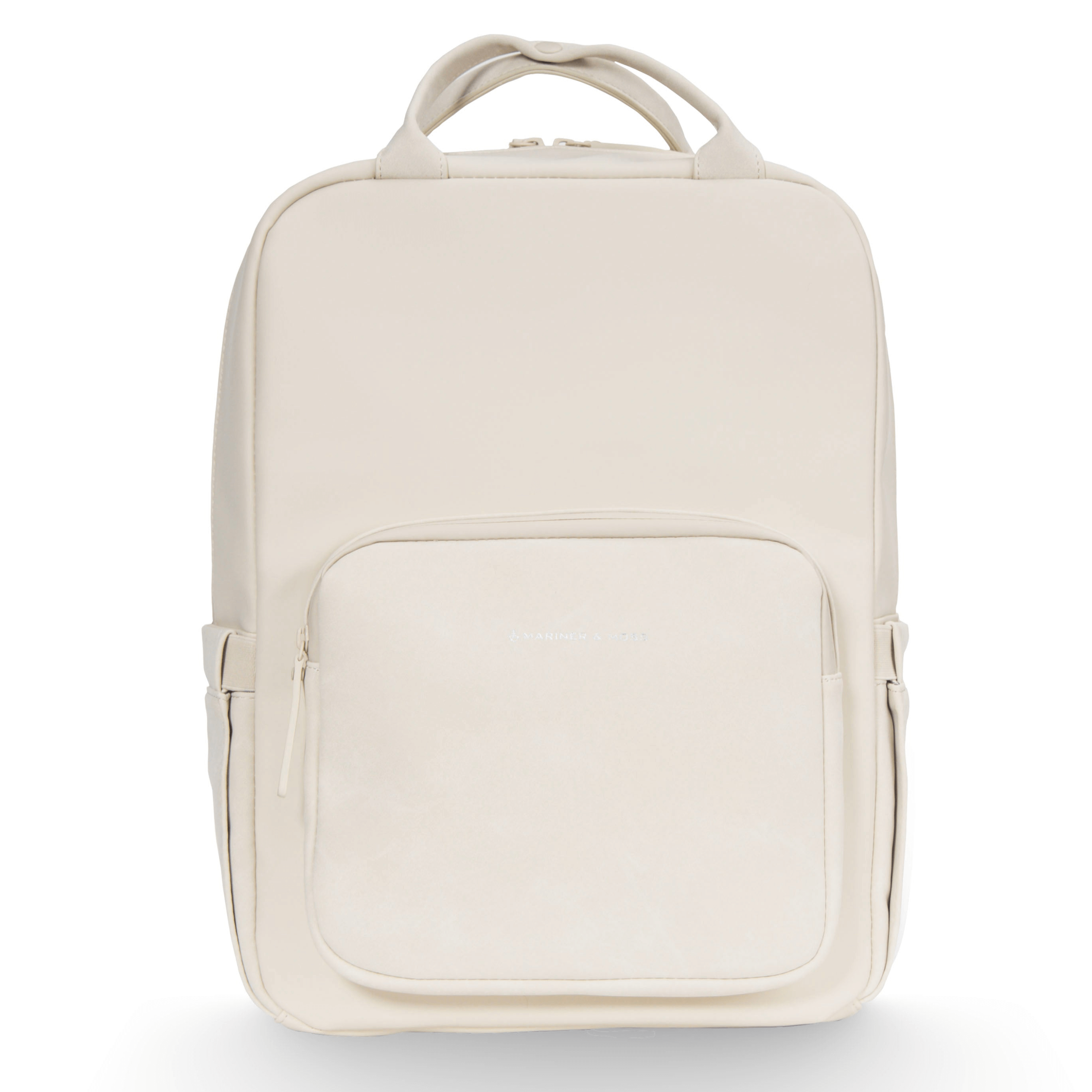Beige backpack on a white background
